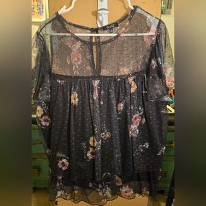 Willow Sheer Black Floral Blouse